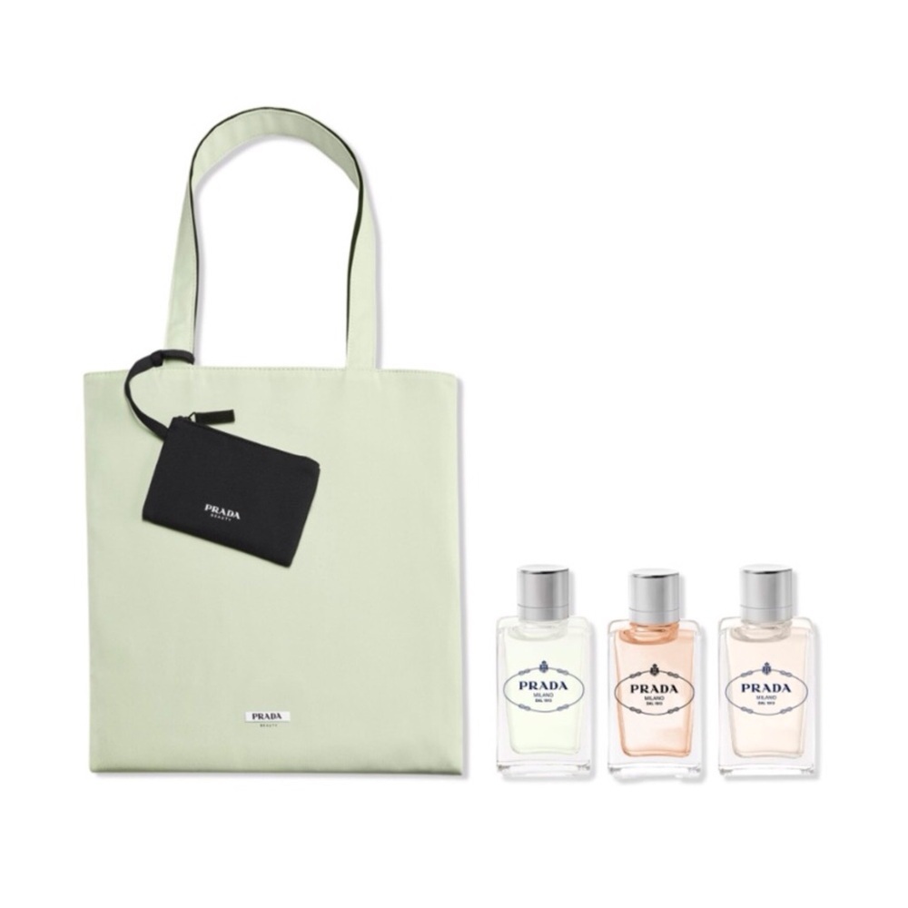 NIB Prada Beauty 5 Piece Bag and Fragrance Prestige Luxury Set.